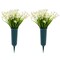 White Artificial Flowers for Cemetery with 2 Cone Vases, Small Bouquets for Grave Decorations (8.6 x 13 Inches, 6 Bundles)